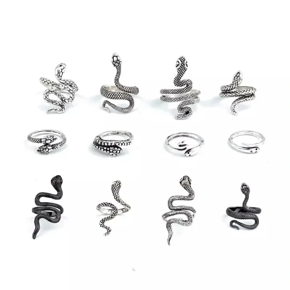 Snake Adjustable Wrap Gothic Antique Silver Ring